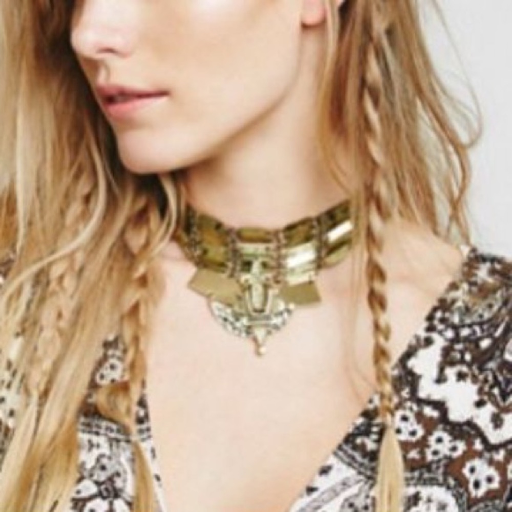NWOT Free People Tribal Choker Brass Talia Collar
